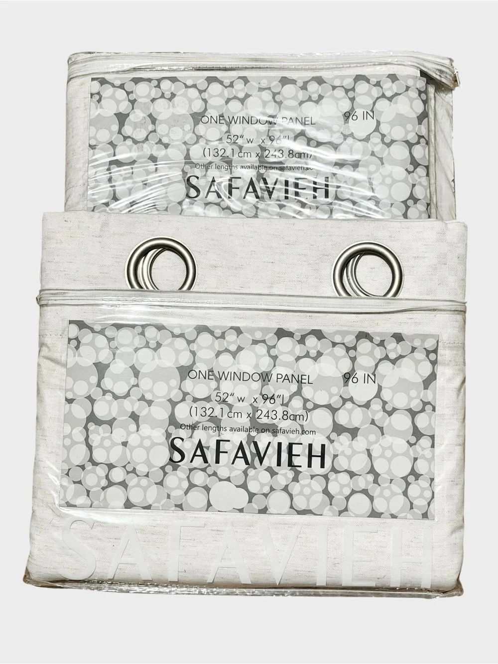 Two Safavieh Ivory Textured Silver Grommet Blackout Window Panels